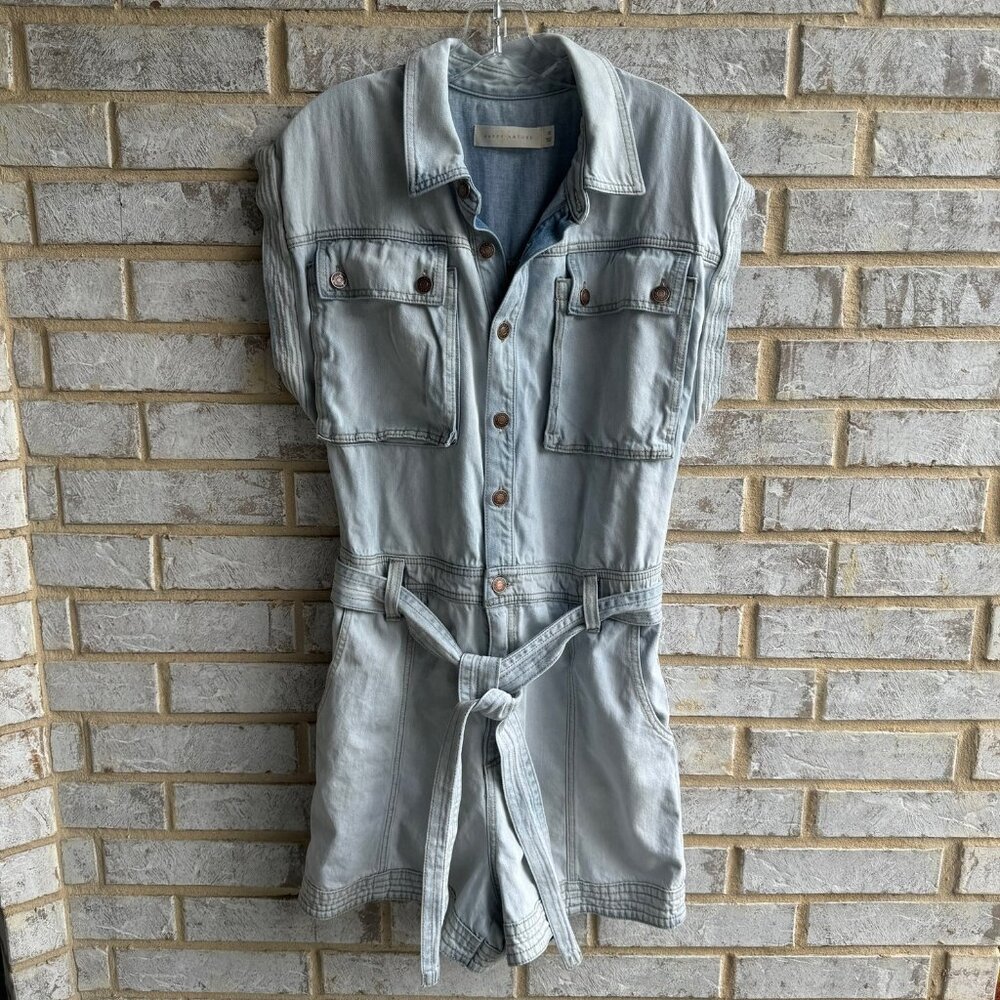 Denim Short Sleeve Jumpsuit